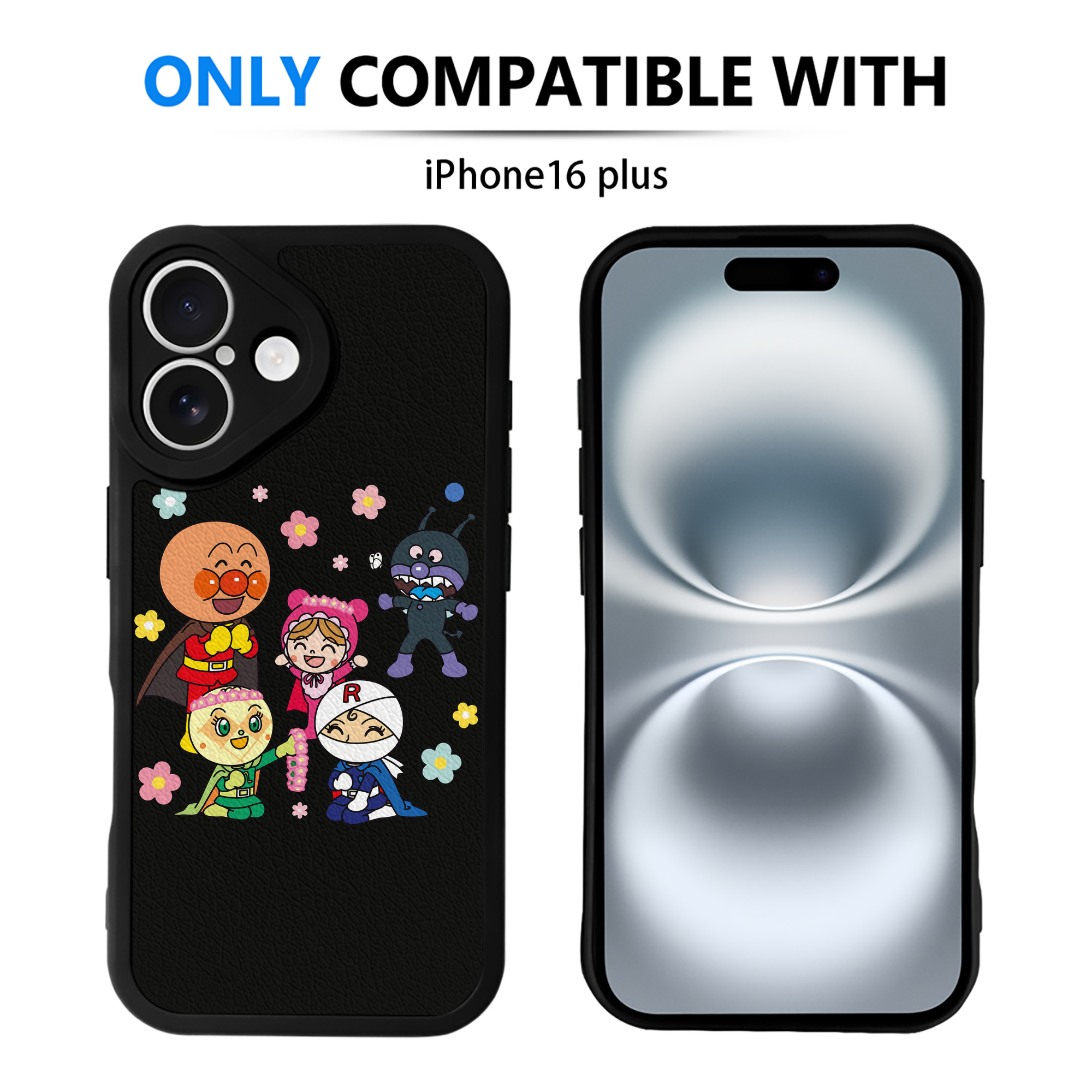 （画像用） アンパンマン Anpanman 【iPhone 16シリーズ対応】シリコンスマホケース（レザー調） 材質：シリコン